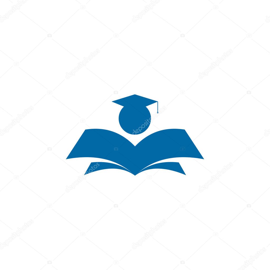 Education logo design with human graphic using graduation hat template