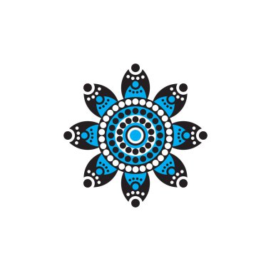 Aborjin sanat noktaları simge logo tasarımı şablonu boyuyor