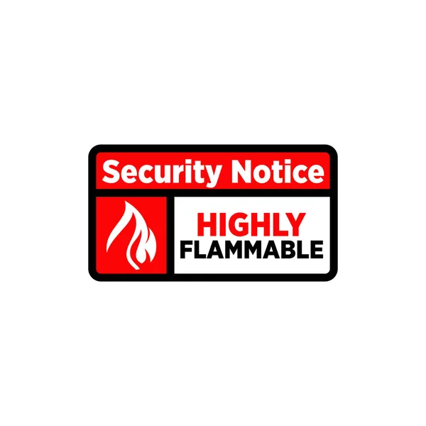 Símbolo Logotipo Sobre Advertencia Diseño Plantilla Material Altamente Inflamable — Vector de stock