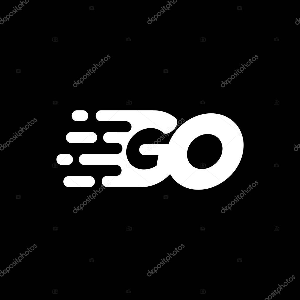 Go text speed icon logo design vector template