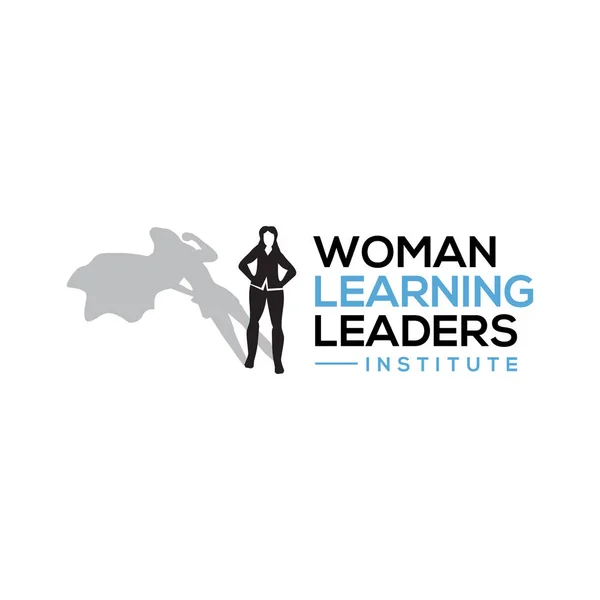 Lider Eğitim Şirketi Logosu Tasarlandı Kadın Simgesi Bir Kahraman Gibi — Stok Vektör