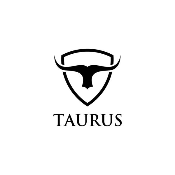 Taurus Head Logo Design Mit Schildvektorschablone — Stockvektor