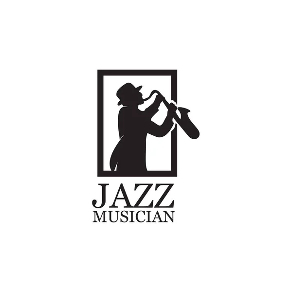 Silhouette Lecteur Jazz Musical Avec Modèle Design Vectoriel Saxophone — Image vectorielle