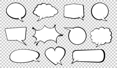 Comic Speech Bubbles Pop Art Set. Pop Art Style 'ın komik ses efektleri. Vektör İllüstrasyonu