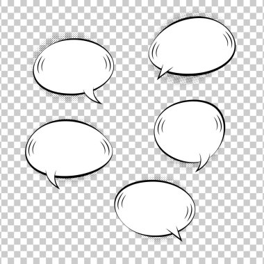 Comic Speech Bubbles Pop Art Set. Pop Art Style 'ın komik ses efektleri. Vektör İllüstrasyonu