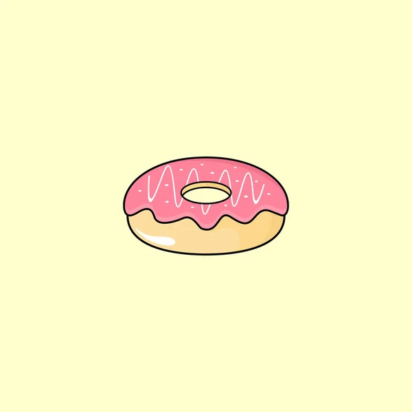 Projeto Vetor Ícone Morango Donut Com Fundo Amarelo Claro — Vetor de Stock