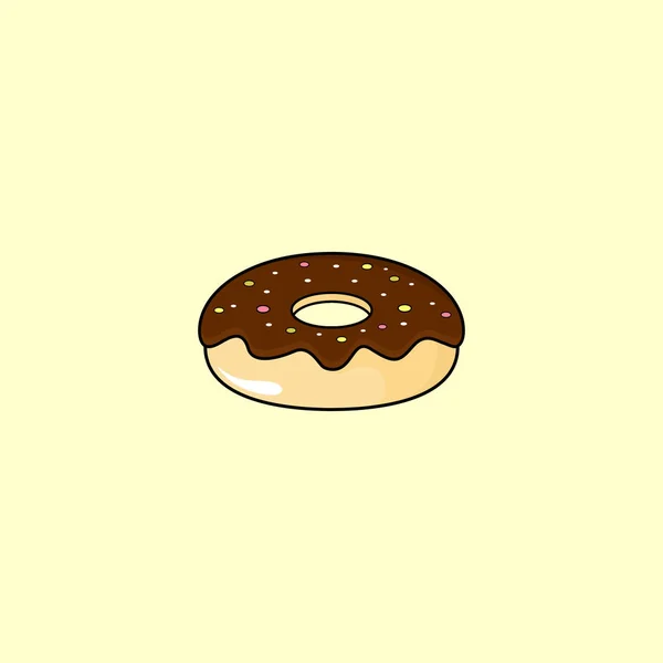 Donut Chocolate Icon Vector Design Com Fundo Amarelo Claro — Vetor de Stock