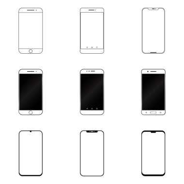 Beyaz Arkaplan ile Cep Telefonu Simgesi Ayarlandı