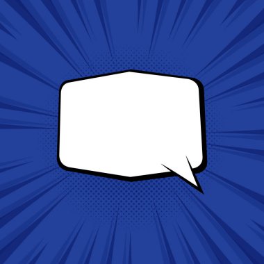 Çizgi Roman Tarzı ile Balon Konuşması, Altıgen Bulut ve Mavi Arkaplan