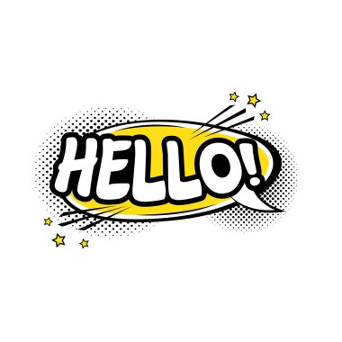 Pop Art Comic Style ve Hello Text ile Balon Konuşması