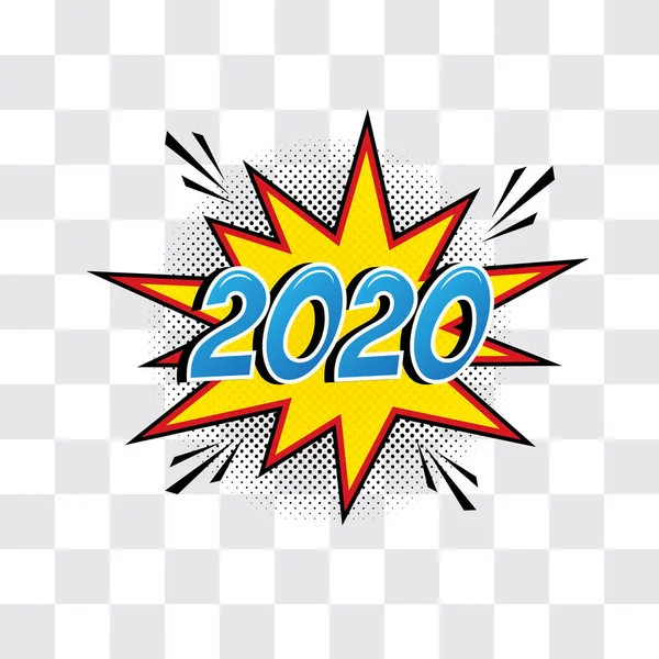 Frohes Neues Jahr 2020 Pop Art Stil — Stockvektor