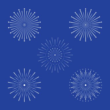 Mavi Arkaplan ile Havai fişek Simgesi Koleksiyonu