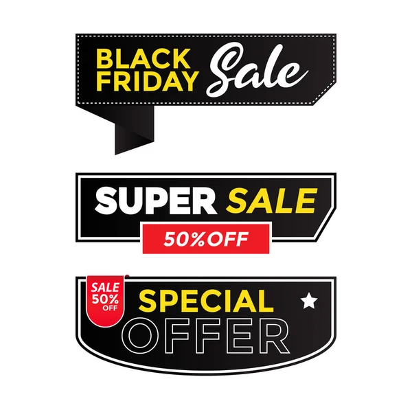 Collection Black Friday Super Sale Special Offer Label Design — Stock Vector
