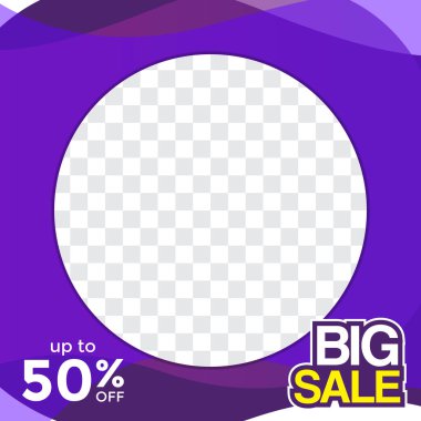 Mor soyut arkaplan içeren büyük indirimli reklamlar