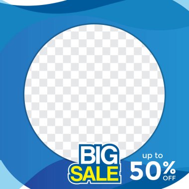 Mavi soyut arkaplanlı büyük indirimli reklamlar