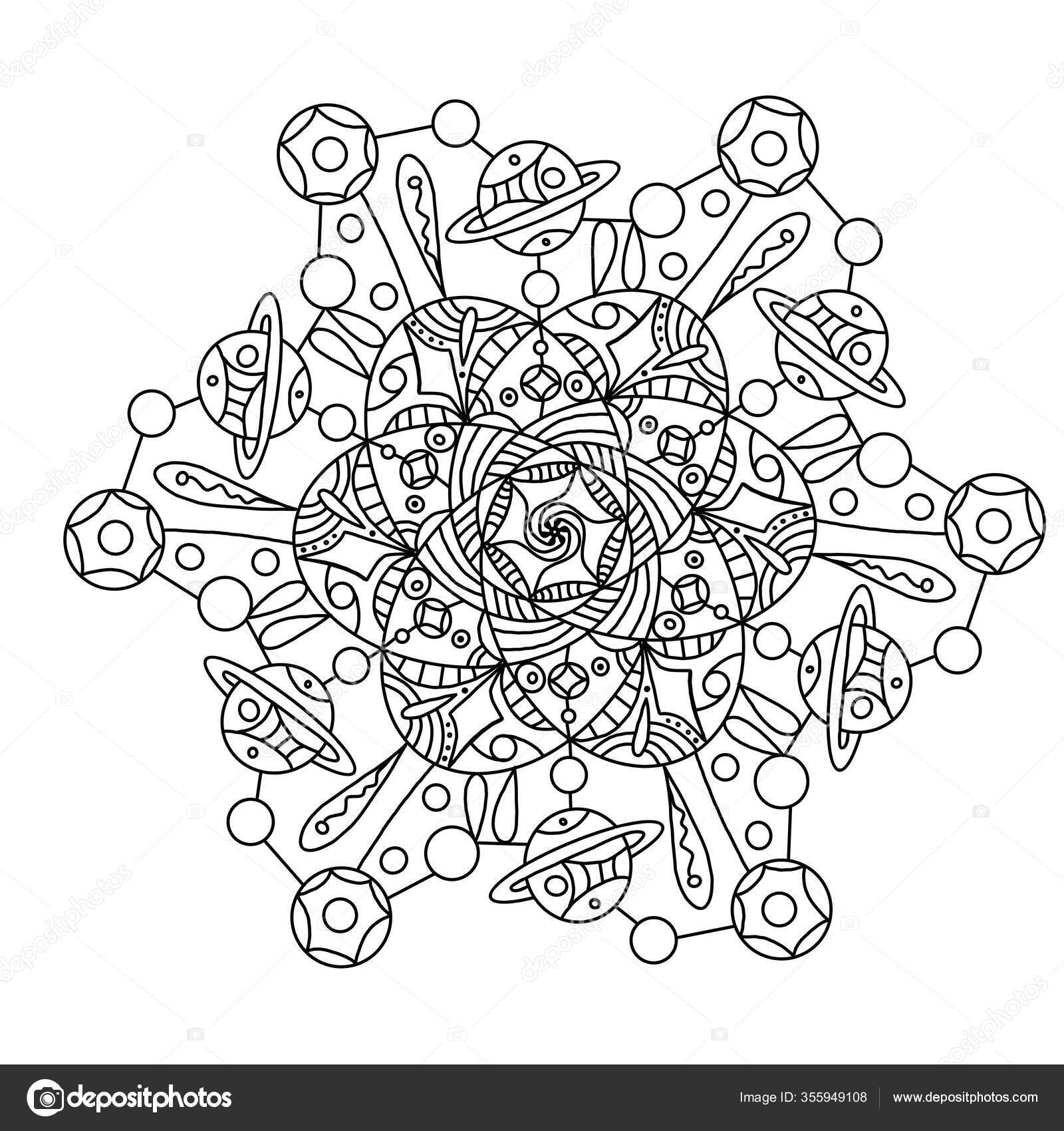 Download Mandala Space Coloring Book White Background Vector Rnament Invitation Card Vector Image By C Lerarelart Vector Stock 355949108
