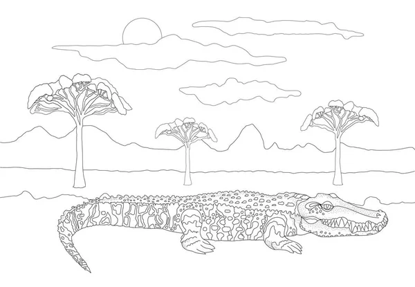 Krokodýl charakter omalovánky Stock vektory, Royalty Free Krokodýl