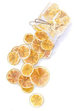 Beyaz üzerine izole edilmiş cam bir kavanozda kurutulmuş suluboya.