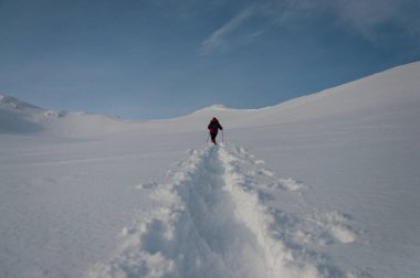 Dağlarda tek başına. Zirveye giden yol.