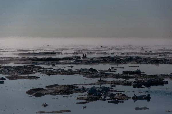 Barco entre el hielo en el mar de Okhotsk — Foto de Stock