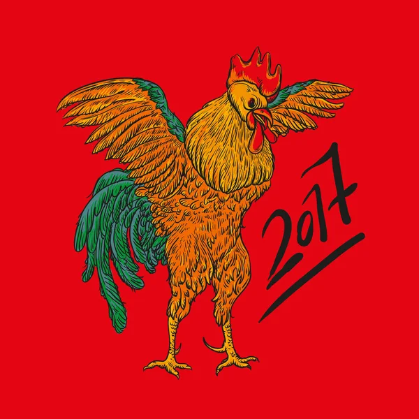Illustrazione vettoriale del gallo, simbolo 2017 nel calendario cinese. elemento per il design di Capodanno . — Vettoriale Stock