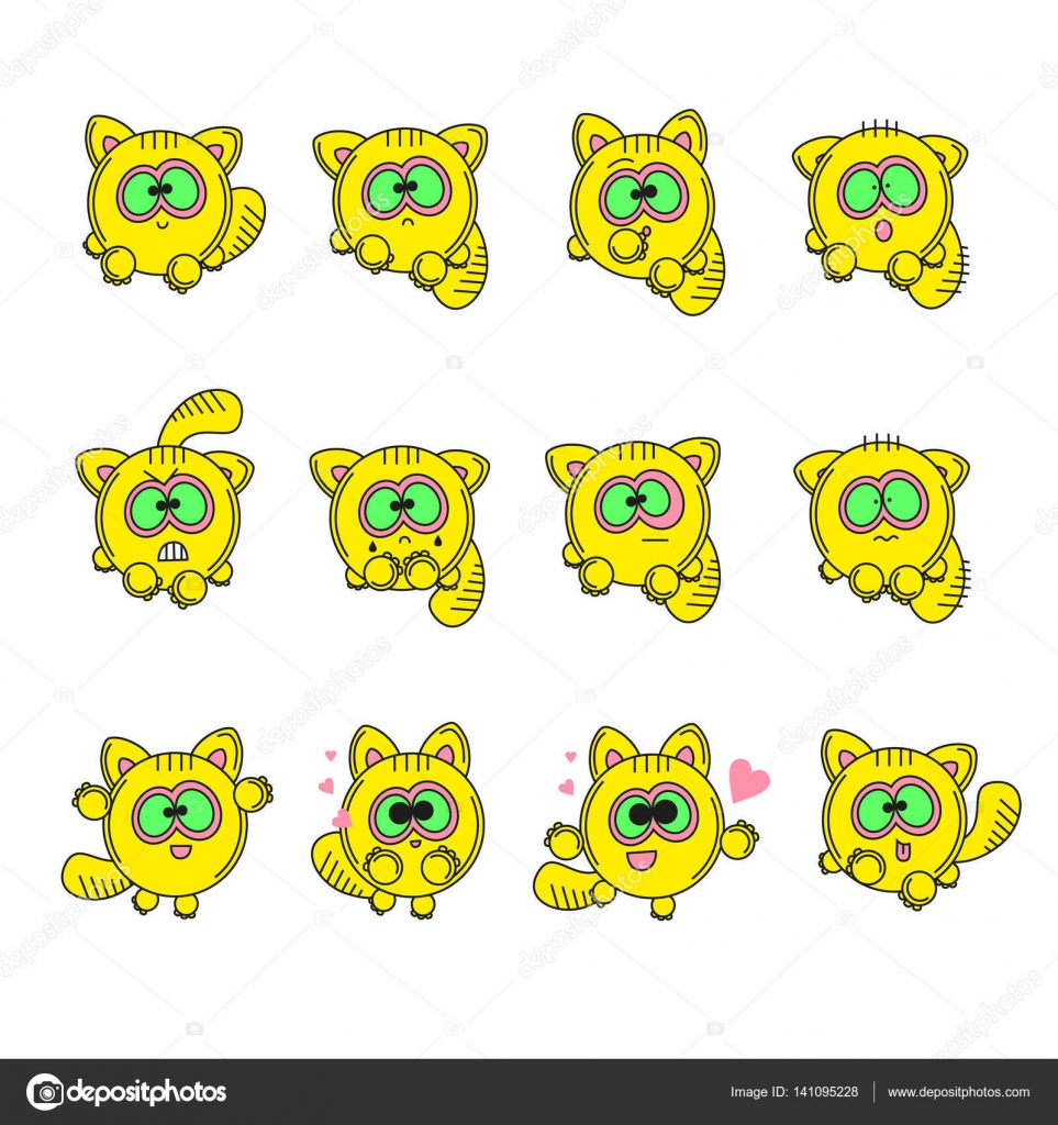 Set Vector Illustrations Isolées Personnage Dessin Animé