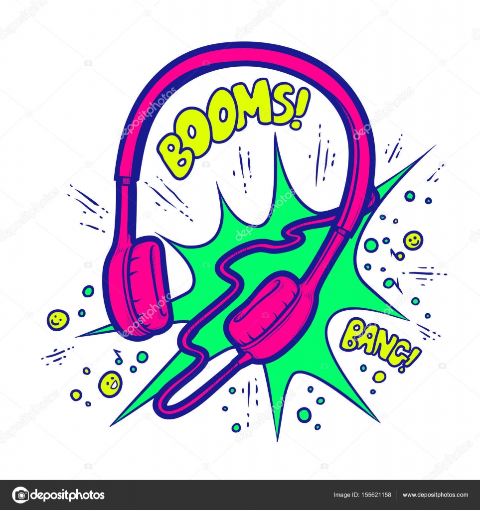Colorful Vector Illustration Of Headphone In The Style Of