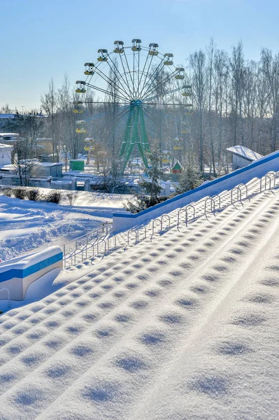 Achtergrond stoelen stadium, winter — Stockfoto