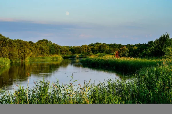 Bir nehir üzerinde bir açık yaz günü, manzara ile fotoğraf