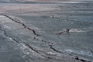 Kuru toprak yüzeyinde çatlaklar