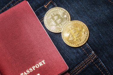 Pasaport kot pantolon ve bitcoins, modern puies kavramı