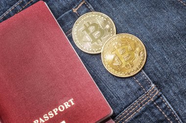 Pasaport kot pantolon ve bitcoins, modern puies kavramı