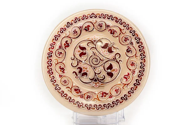 装飾セラミック皿を手で描いた。アート、手作り. — ストック写真
