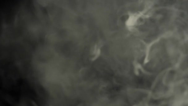 Chicchi Caffè Torrefatto Vomitato Attraverso Fumo Bianco Sfondo Nero Smoky — Video Stock