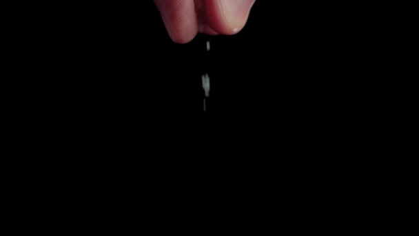 Profesyonel Şef Hazır Bir Tabağa Tuz Serpiyor Siyah Zemine Karşı — Stok video