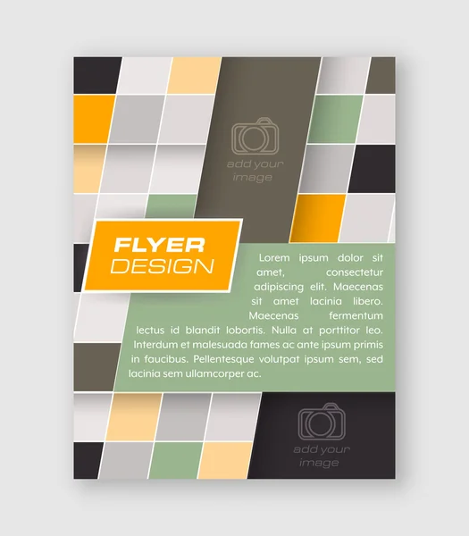 Flyer-Vorlage, Broschüre oder Firmenbanner mit quadratischem Muster. — Stockvektor