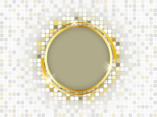 Anello in oro con spazio per testo su sfondo mosaico . — Vettoriale Stock