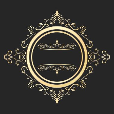 Vintage tarzı yuvarlak dekoratif altın çerçeve.