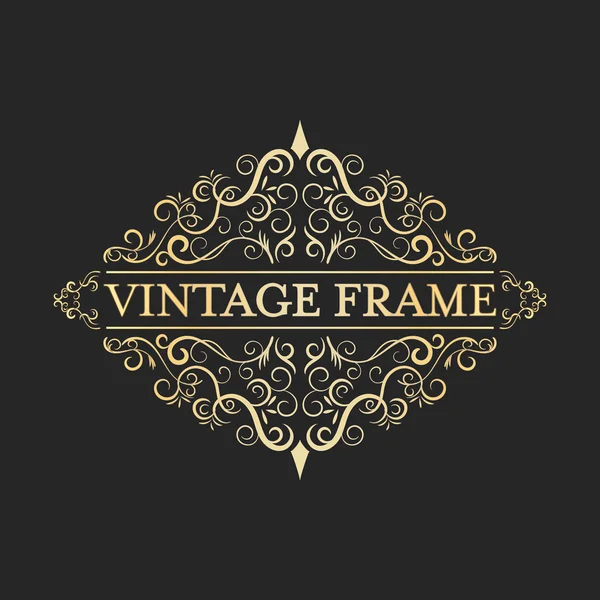 Vintage vector golden frame in vintage style. Calligraphic design. — Stock Vector