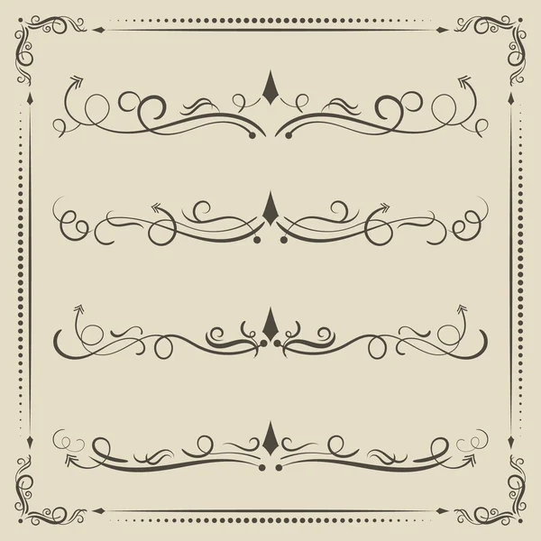 Calligraphic design vector elements, curves and spirals. — Stock vektor