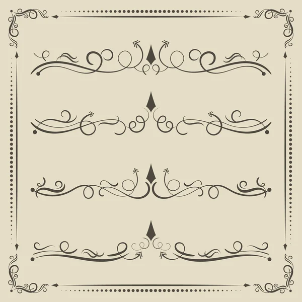 Vector calligraphic curled divider and decorative elements. — Stock Vector