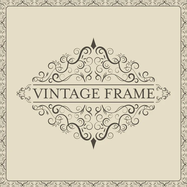 Vintage frame with decorative curves and spirals. — Stock Vector