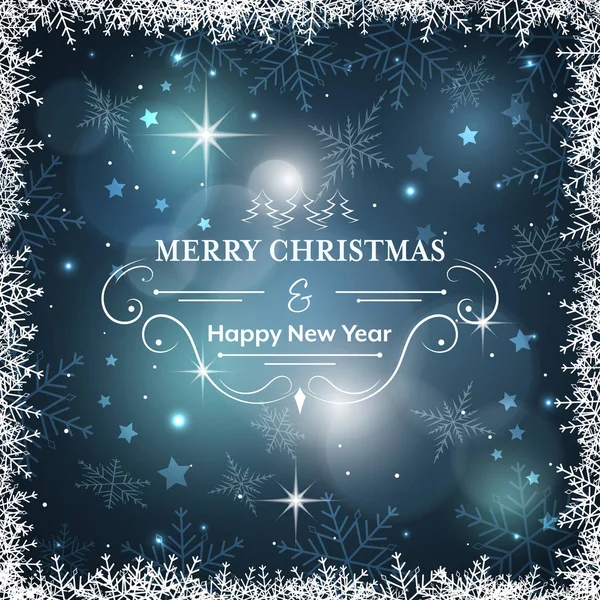 Merry Christmas and Happy New Year background with snowflakes. — Stock Vector