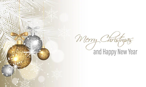 Feliz Navidad y Feliz Año Nuevo tarjeta de felicitación. — Vector de stock