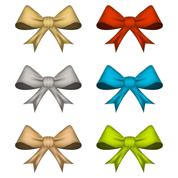 Set of decorative bows in various colors. Vector design. — Stock Vector