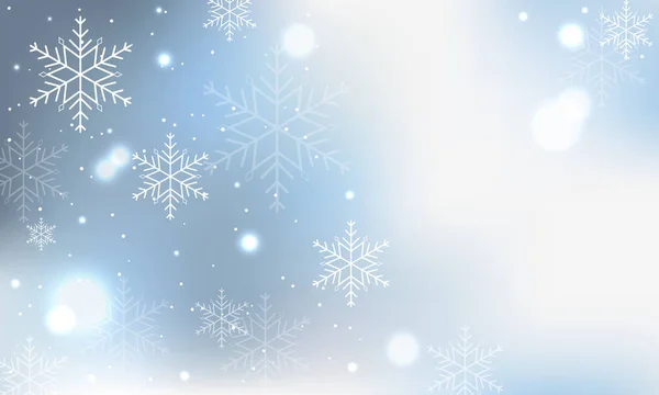 Winterblaues Banner mit Schneeflocken und verschwommenen Kreisen. — Stockvektor