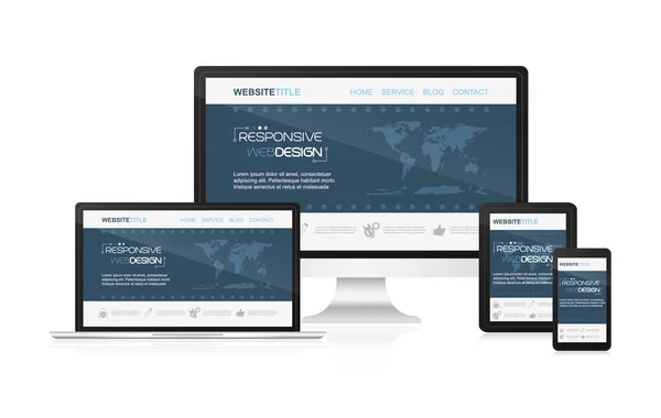 Dünya Haritası ile duyarlı Tasarım Web sitesi kavramı.