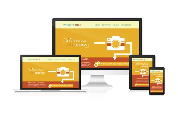 Responsivo vector de diseño web - ordenador, portátil, tableta y teléfono inteligente . — Archivo Imágenes Vectoriales