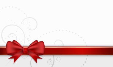 kırmızı kurdele ve yay hediye kartı.