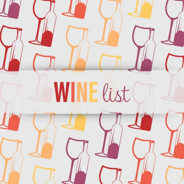 Carte des vins avec bouteille et verre de vin . — Image vectorielle